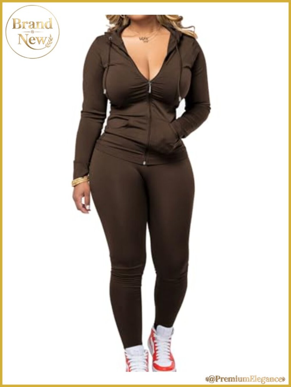 Women's 2 Piece Tracksuit Zip Hoodie and Leggings Set
